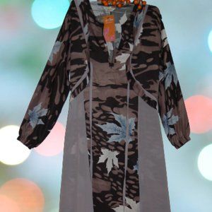 💝NEW💝 long dress sleeve layers pattern with "army" & floral printed